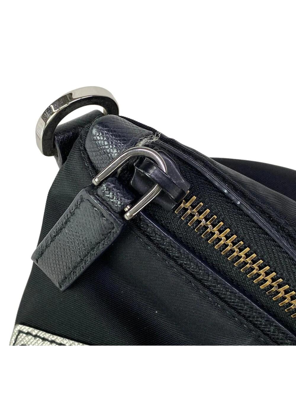 Prada Black Silver Nylon Leather Patent #282875P97B - Picture 11 of 15